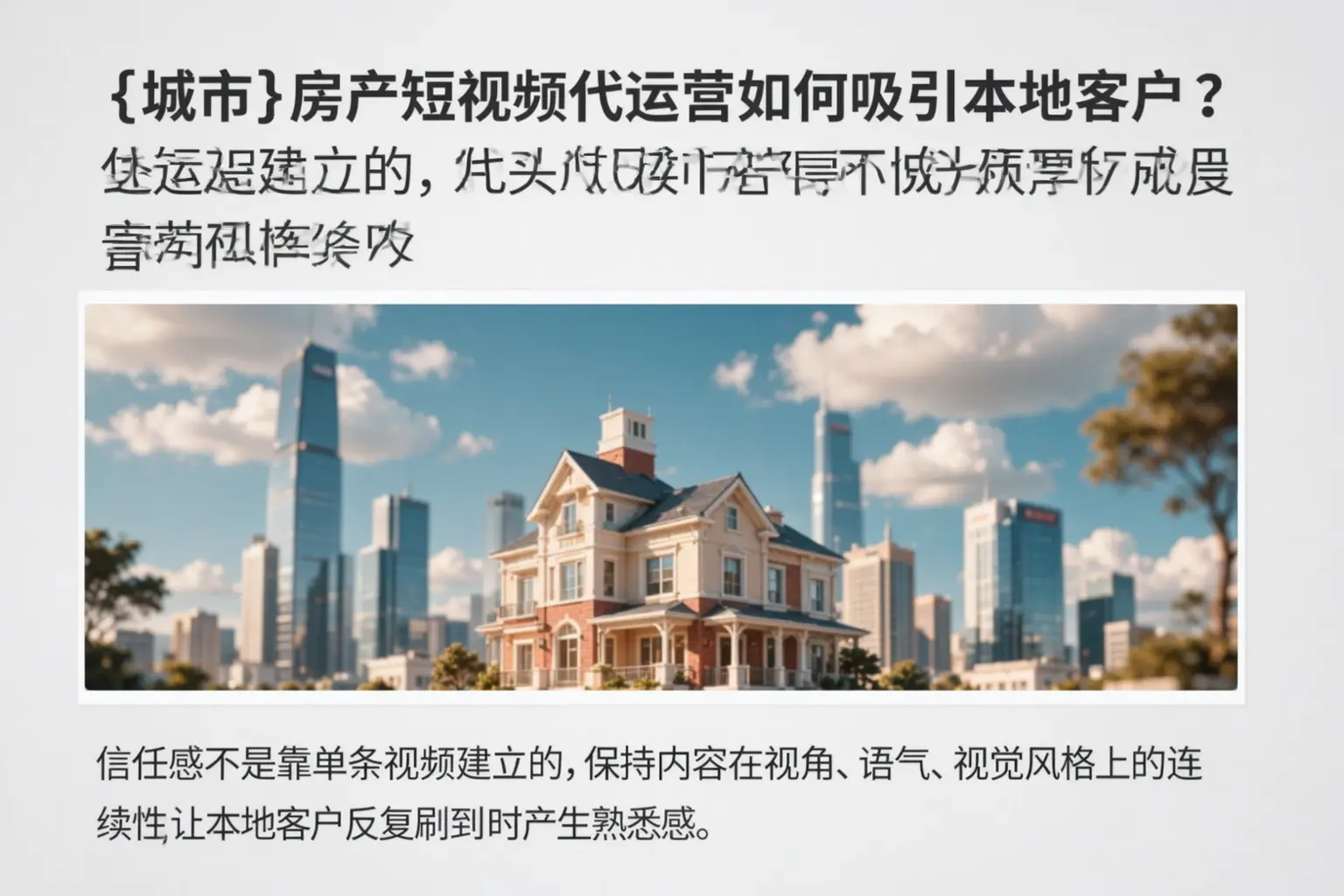 白山房产短视频代运营如何吸引本地客户？