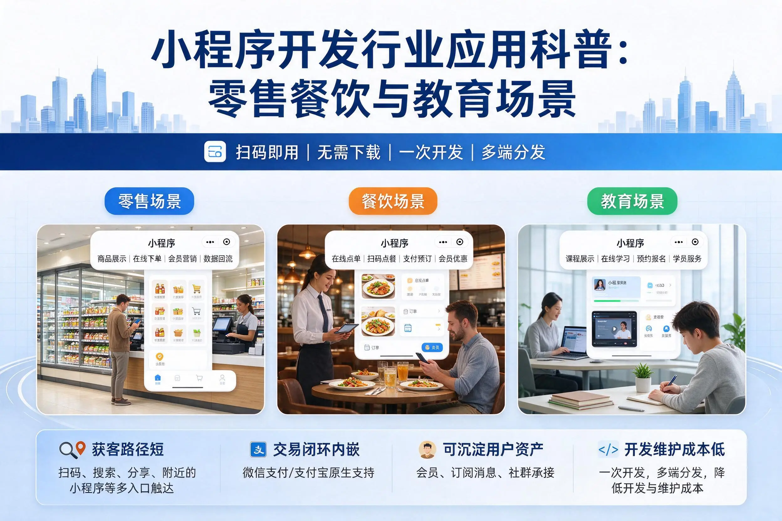白山小程序开发行业应用科普：零售餐饮与教育场景