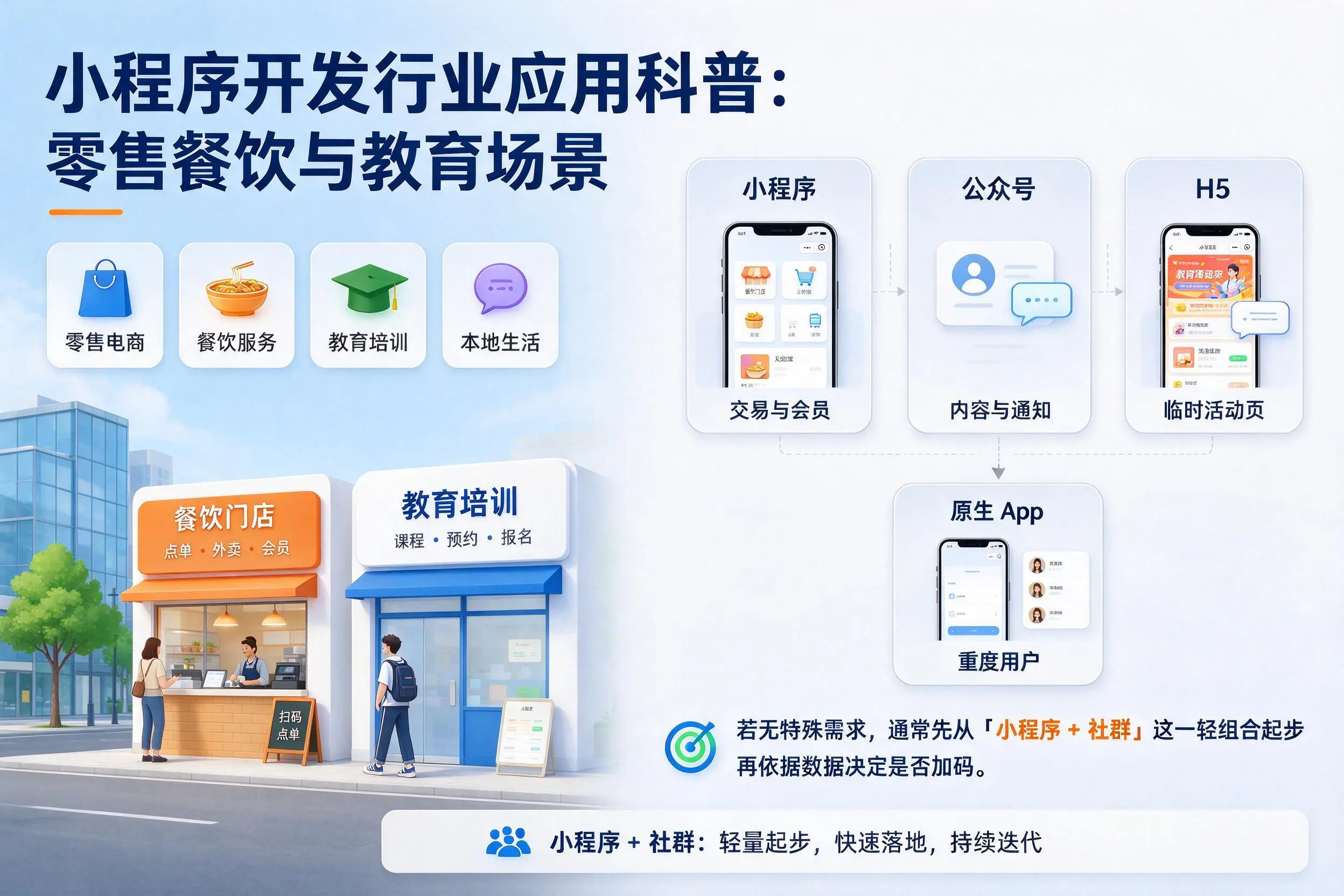 白山小程序开发行业应用科普：零售餐饮与教育场景