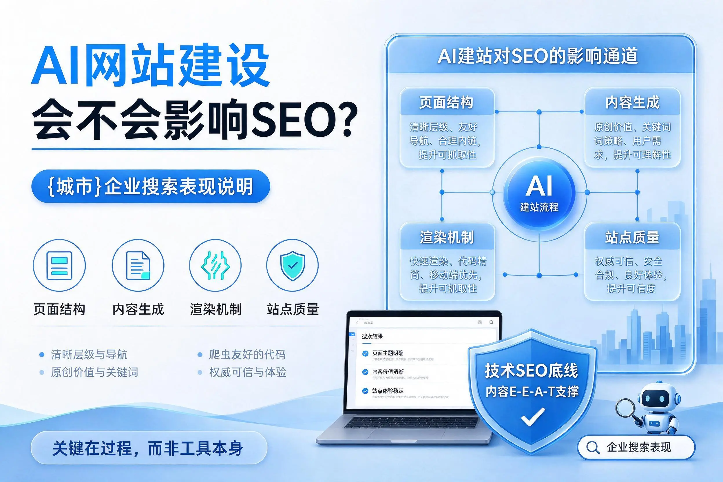 AI网站建设会不会影响SEO？白山企业搜索表现说明