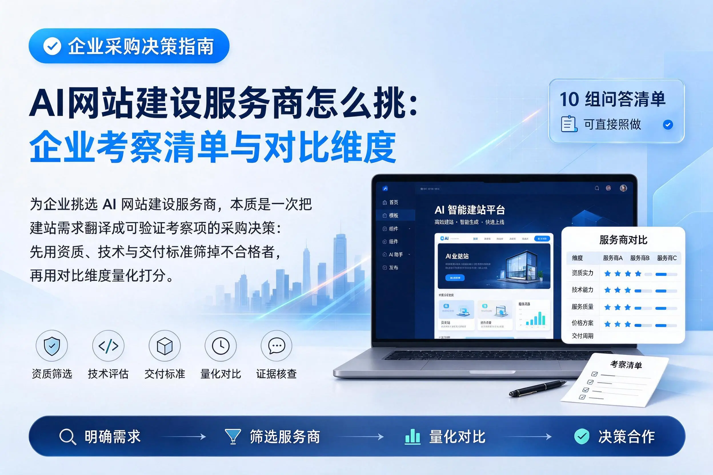 AI网站建设服务商怎么挑：白山企业考察清单与对比维度