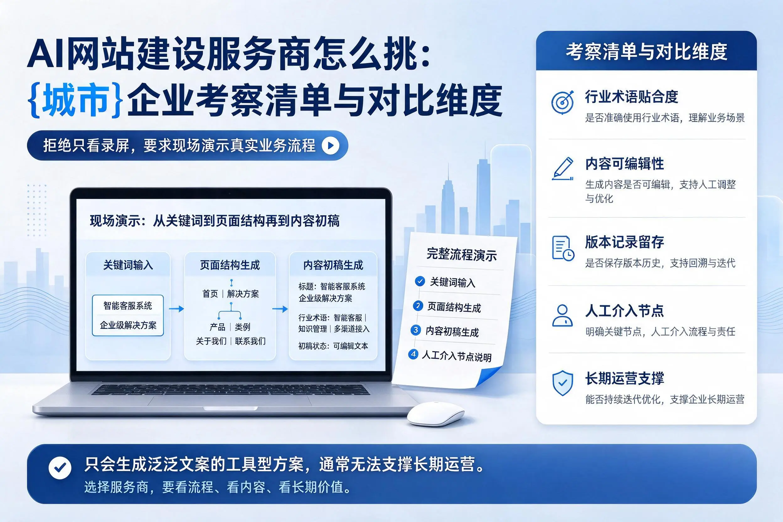 AI网站建设服务商怎么挑：白山企业考察清单与对比维度